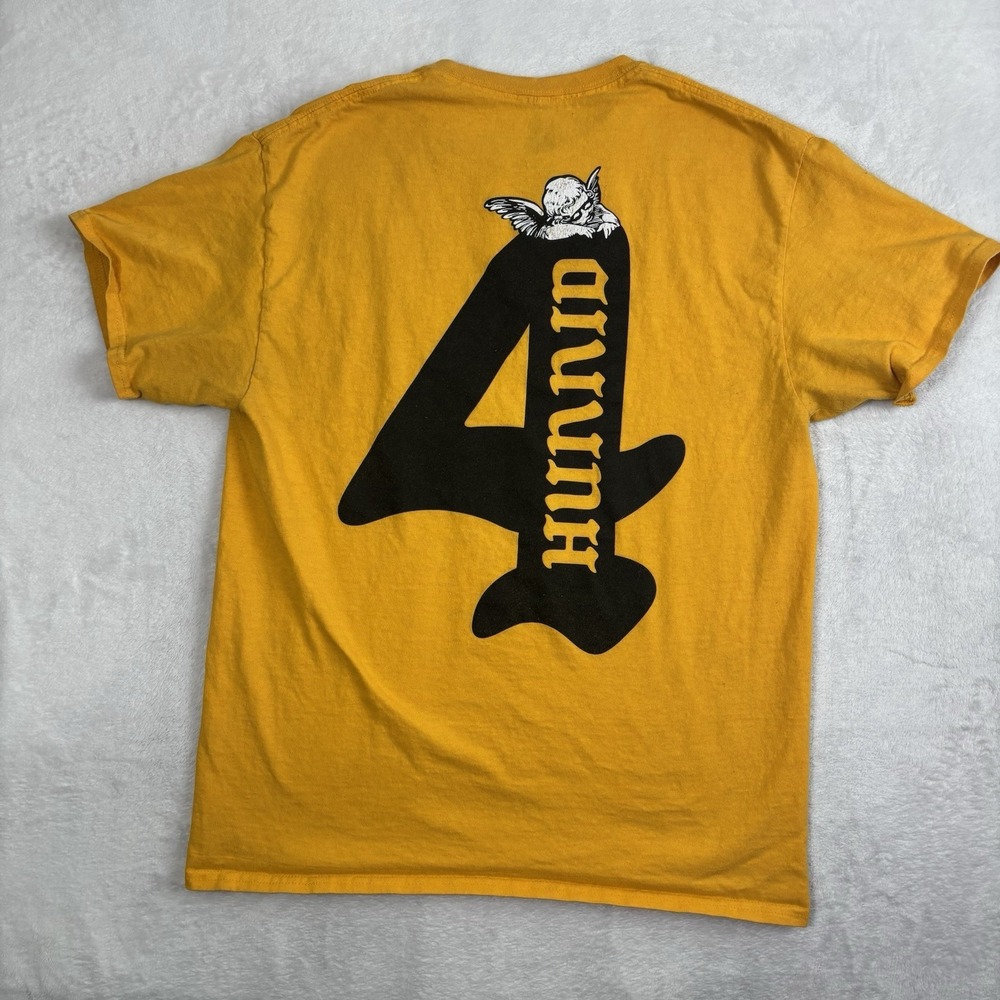 4 Hunnid YG Angel Yellow Short Sleeve Graphic Shirt Men's Large